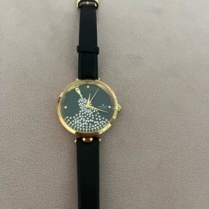 Kate Spade black and gold champagne watch